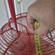 very large vintage red metal basket with handle