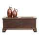 Rustic and weathered antique oak chest from the 18th century.