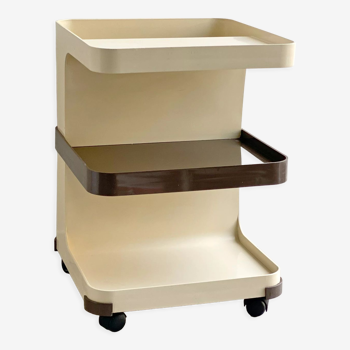 Brown and beige space age square side table trolley