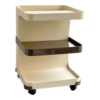 Brown and beige space age square side table trolley