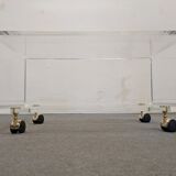 Plexiglas coffee table with wheels from the 70s/80s David Lange