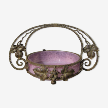 Wrought iron fruit cup and glass paste, art deco 1930
