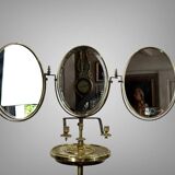 Miroir triptyque de barbier en laiton epoque napoleon iii réglable en haute