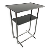 Table d'appoint Bauhaus avec plateau en verre noir