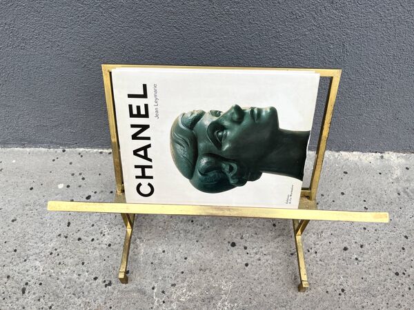 Porte-revues en laiton années 50, porte-magazines design vintage