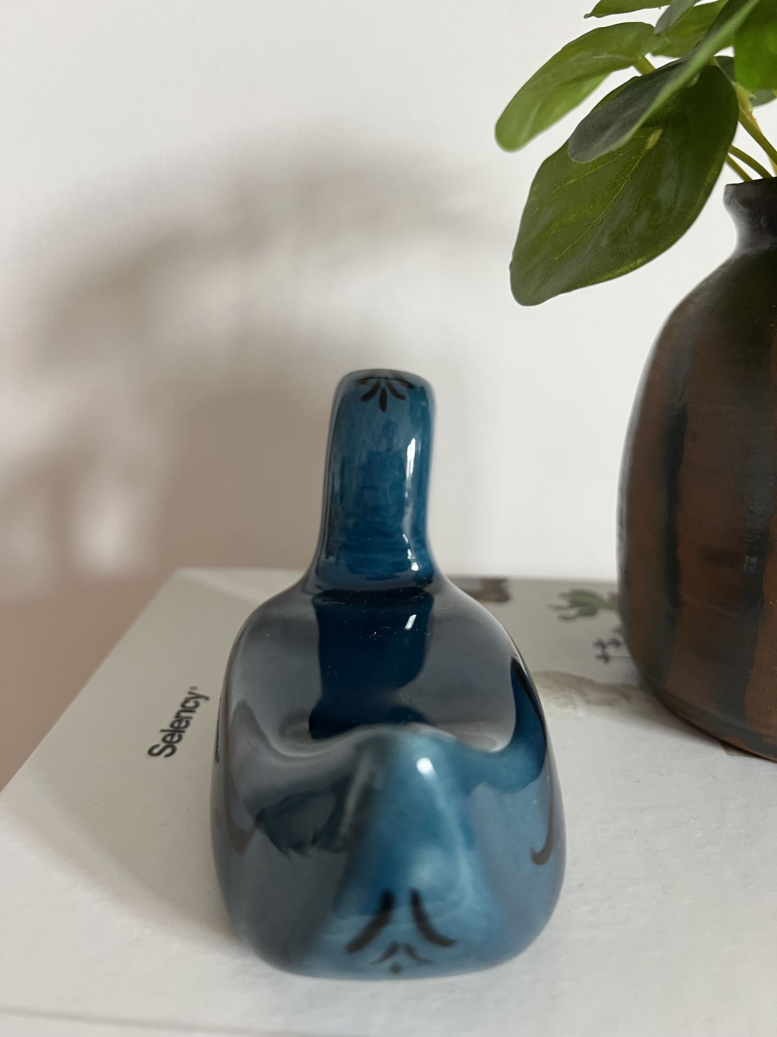 Decorative ceramic duck painted and signed, vintage
