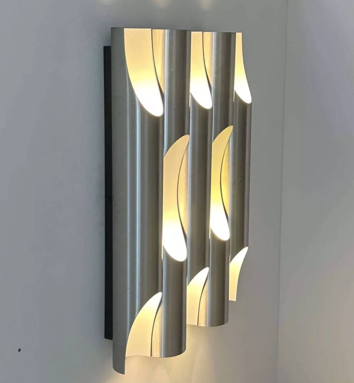 Applique vintage "Fuga XL", métal brossé, Raak Pays Bas 1970