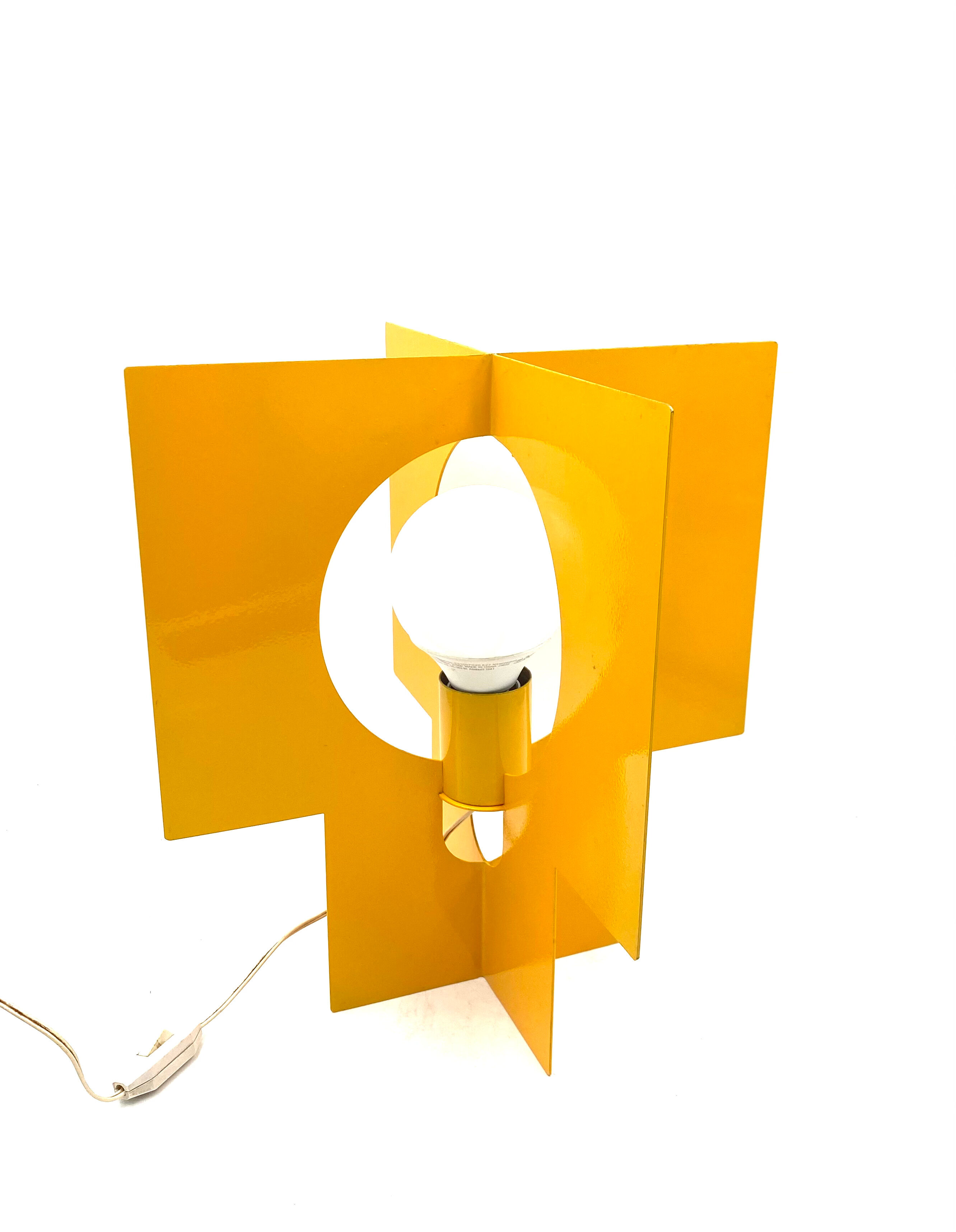 Pair of yellow Space age design table lamps, Italy, 1960s