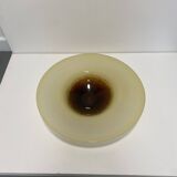 XL Murano Glass Round Fruit Bowl Table Plate Yellow Brown Italian Vintage