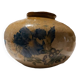 Pretty ball vase in enamelled stoneware with blue floral motifs