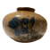 Pretty ball vase in enamelled stoneware with blue floral motifs