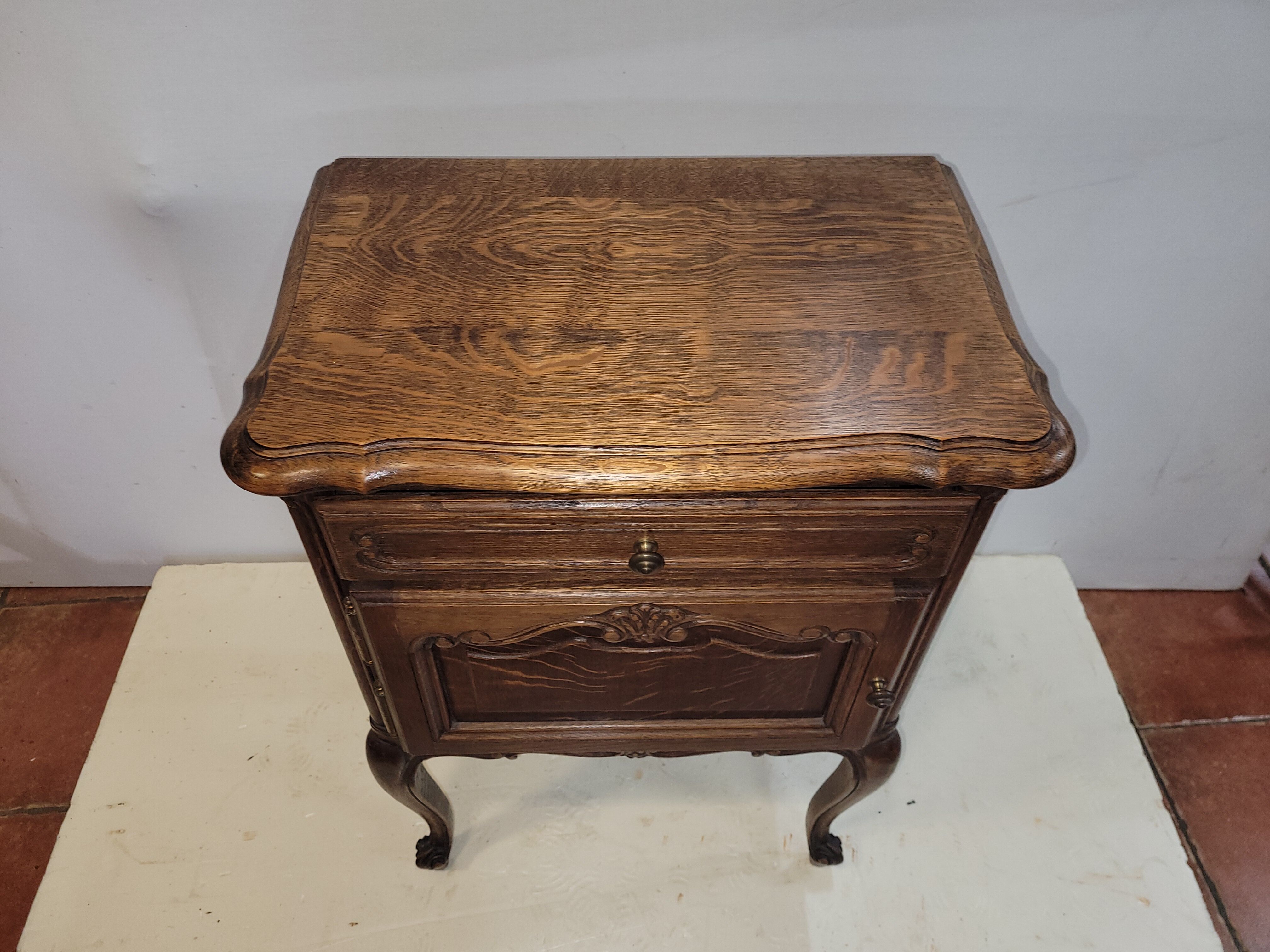 Louis XV style oak bedside table