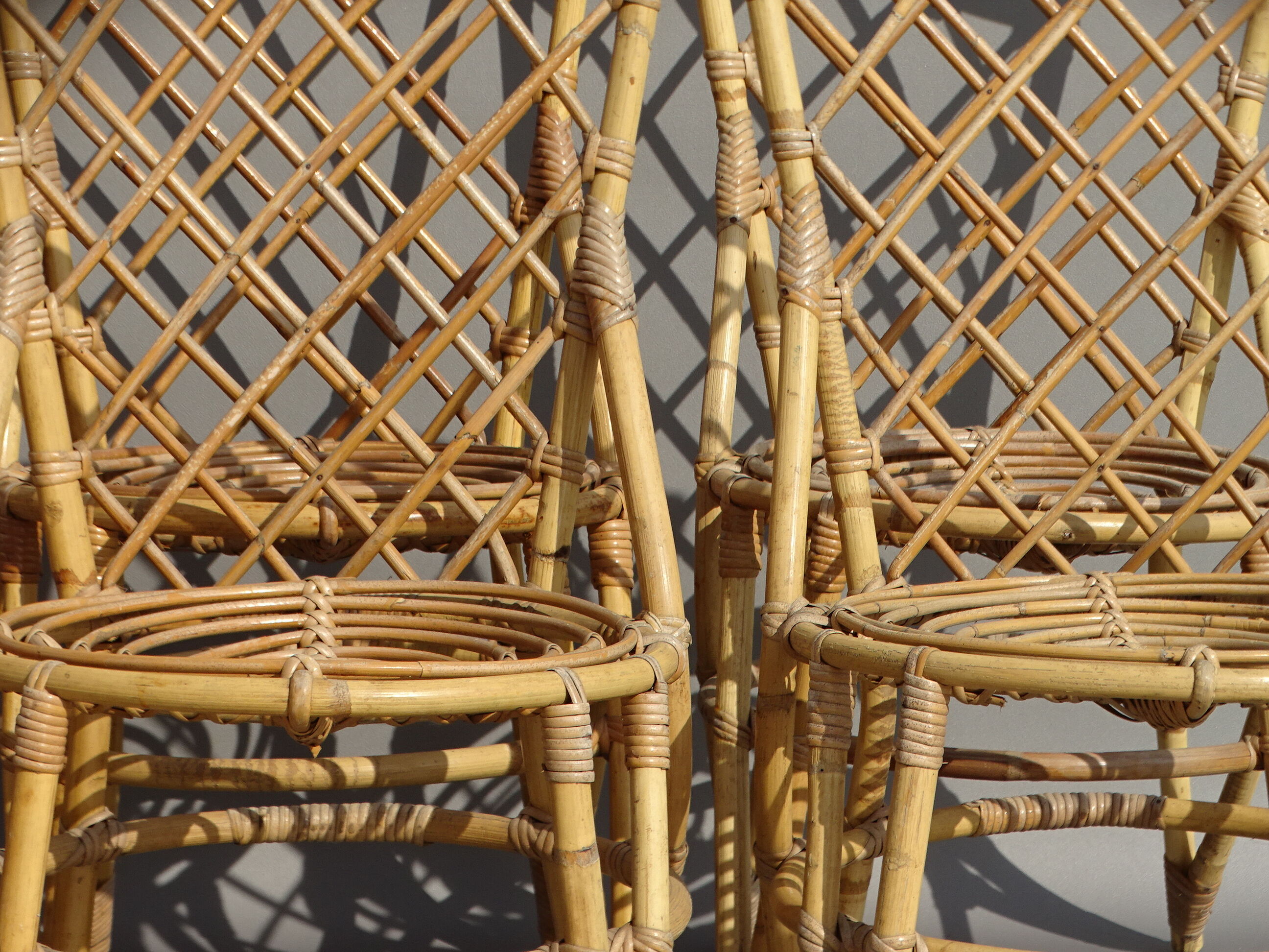 Set of 6 bamboo and rattan chairs