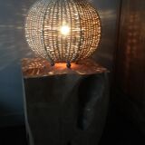 Lampe boule en osier