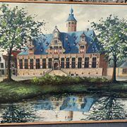 Painting monument architecture netherlands signed by Willem Heytman vintage