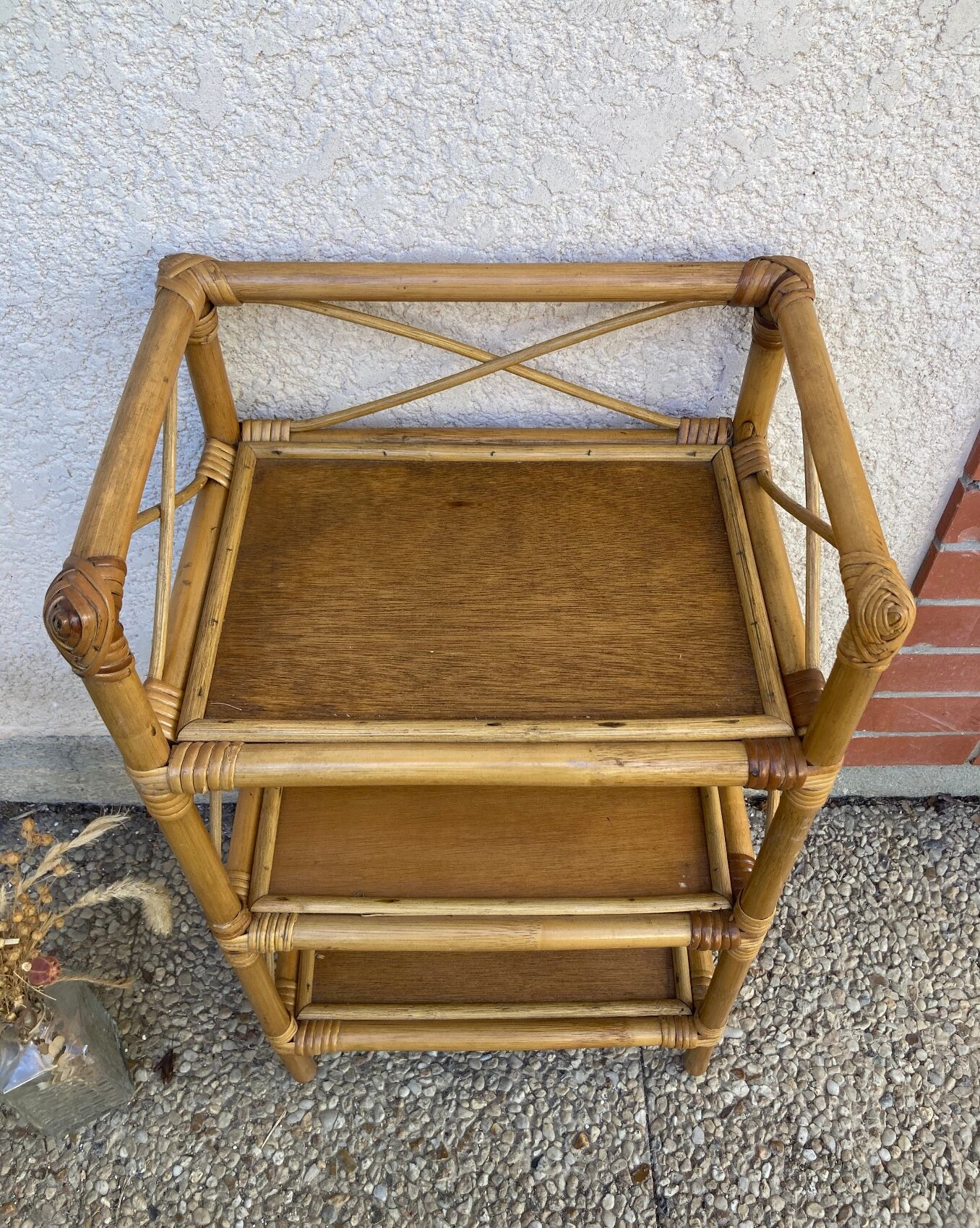 Vintage rattan shelf