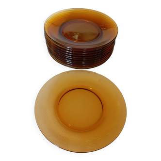 12 Vereco amber dinner plates