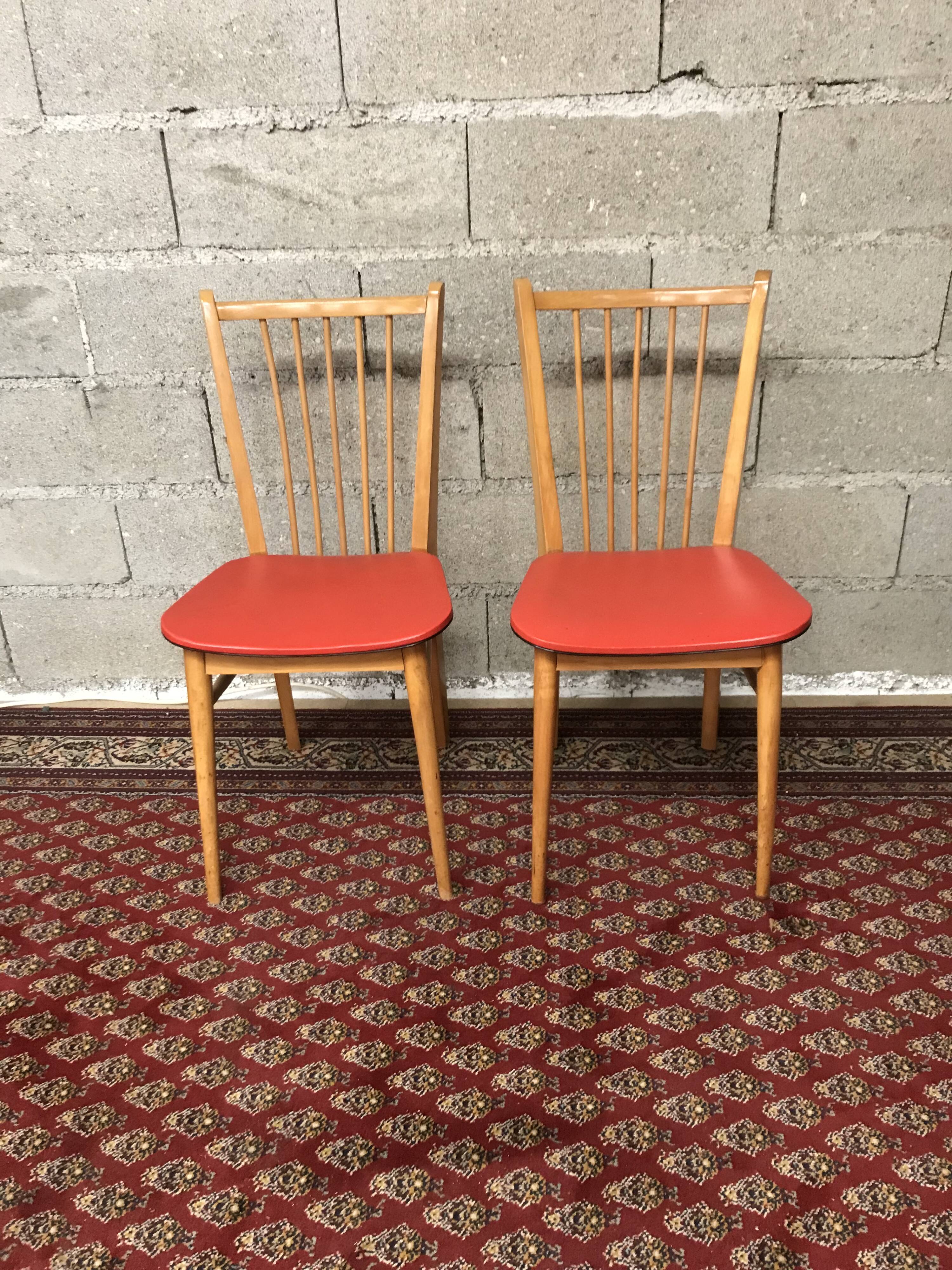 Pair of bistro chair Skaï red ep 60