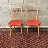 Pair of bistro chair Skaï red ep 60