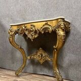 Curved Louis XV console in gilded wood circa 1850