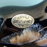 Flamed stoneware shell ashtray in Vallauris style