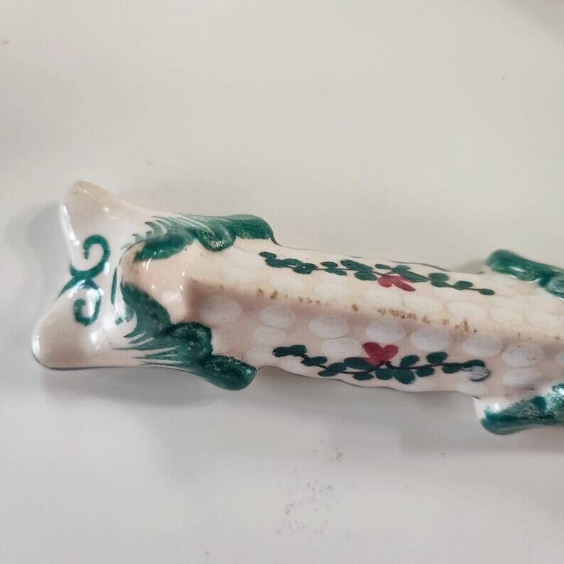 Set of 12 vintage knife rests in earthenware signed forah