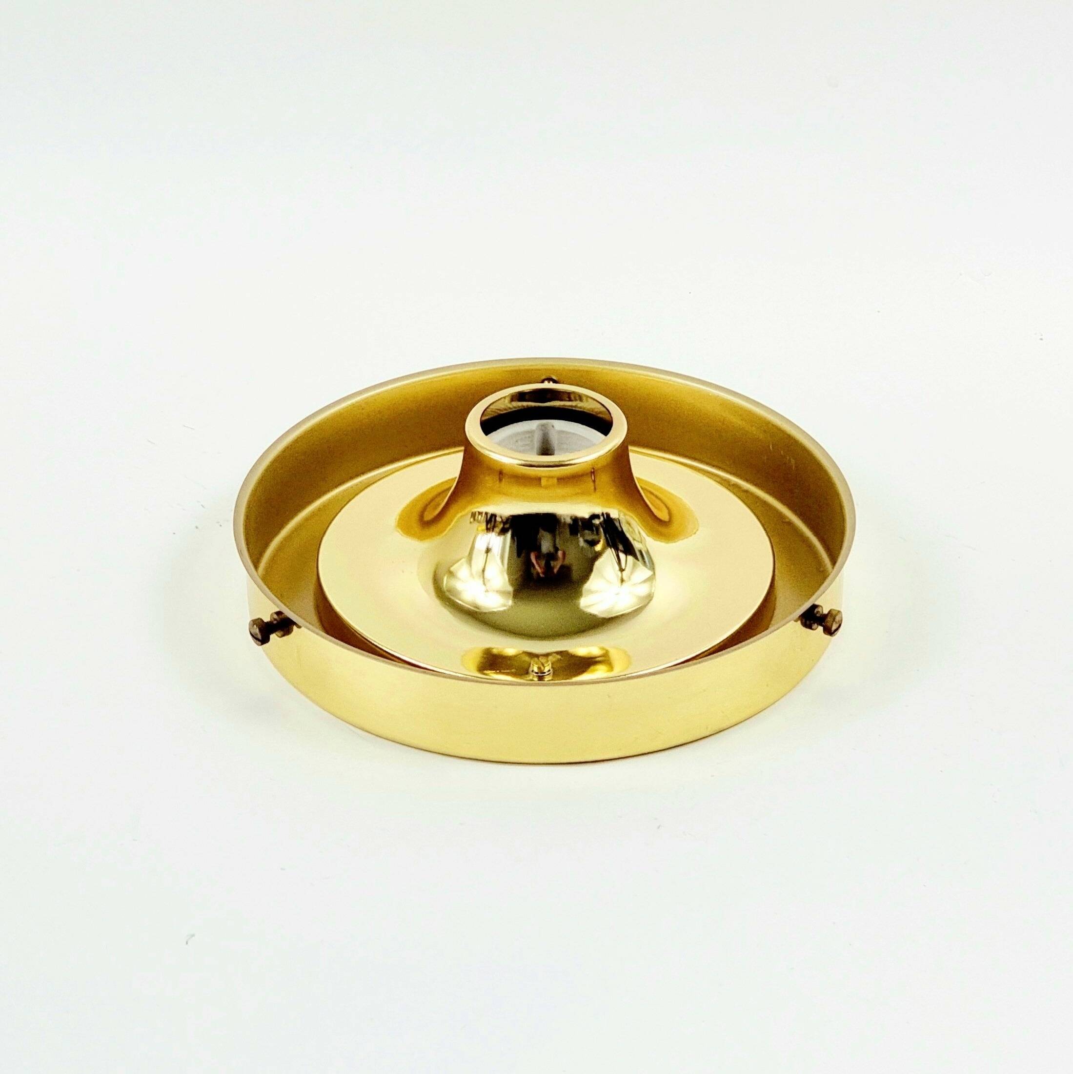 Mid-Century Modern Glass & Brass Ceiling Light from Limburg, Germany, 1960s