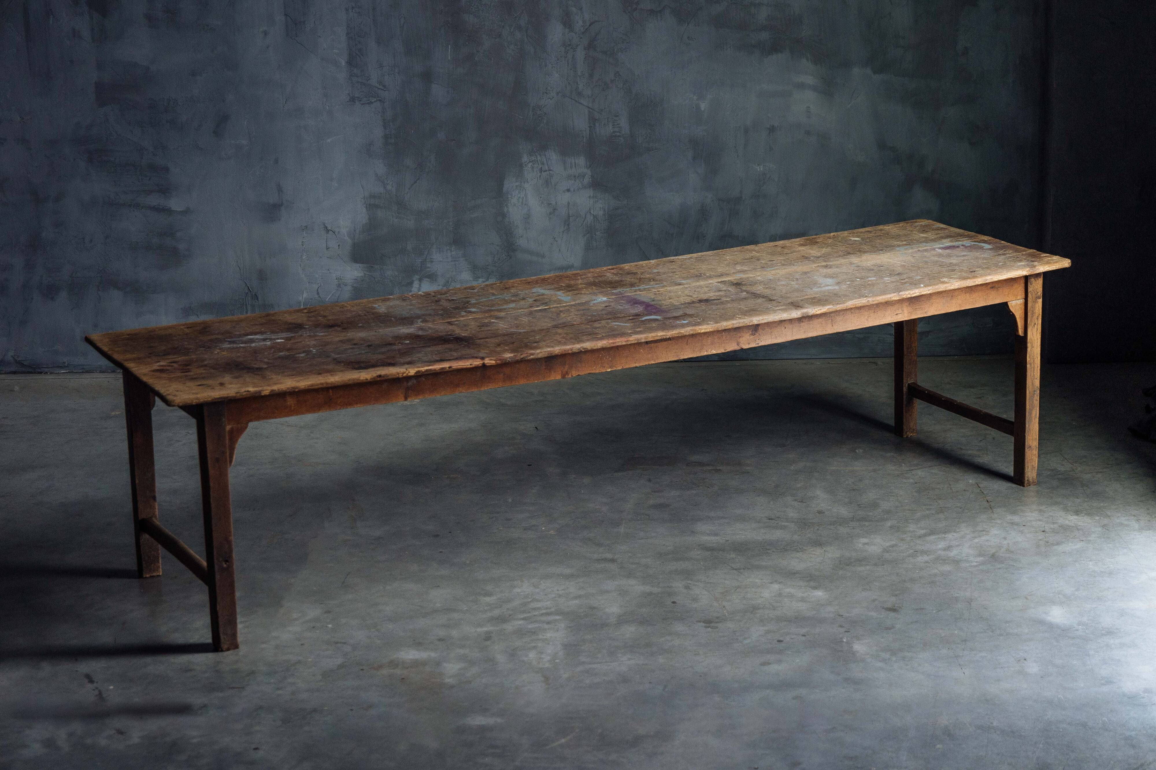 Rustic Primitive Farmhouse Dining Table, France, 19th Century