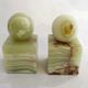 Pair of sculptural mid-century bookends in Onyx, Italy.
