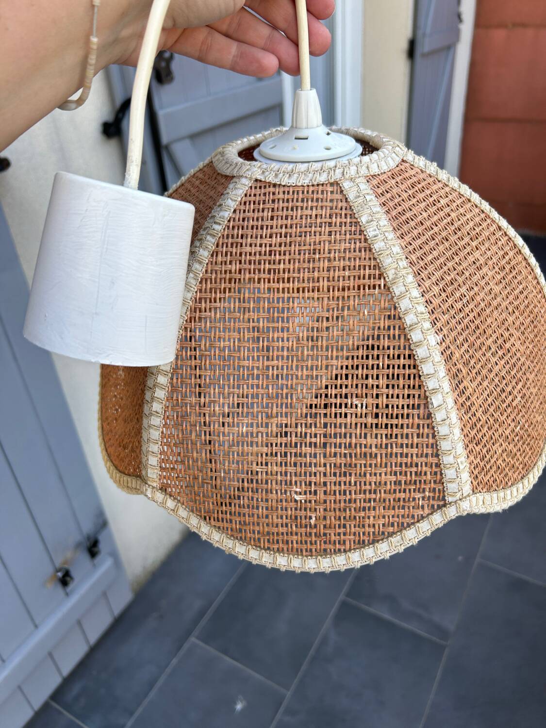 Natural fiber pendant light from the 70s
