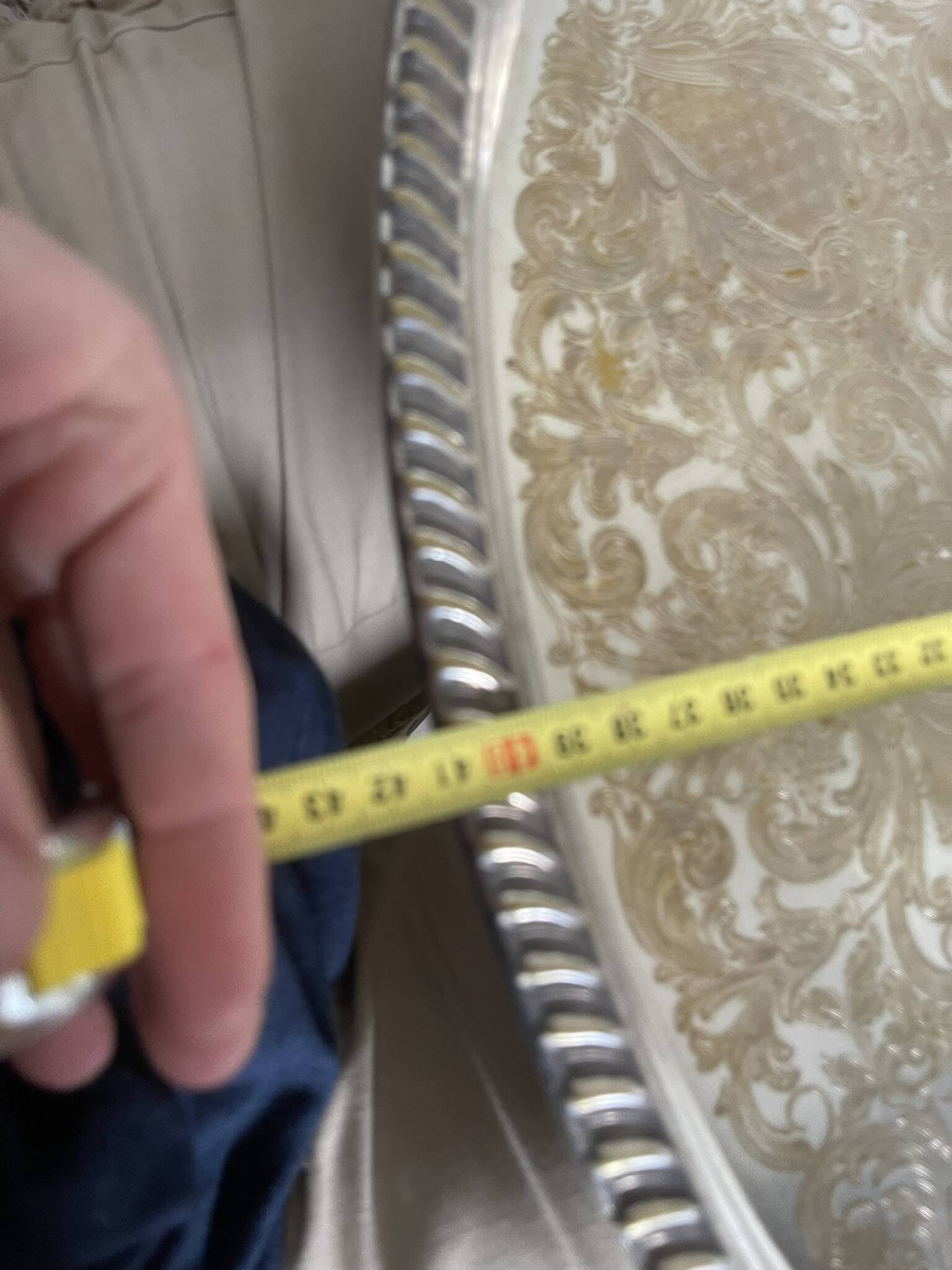 Vintage Silver Metal Tray Floral Rococo Pattern 55x40cm 1970