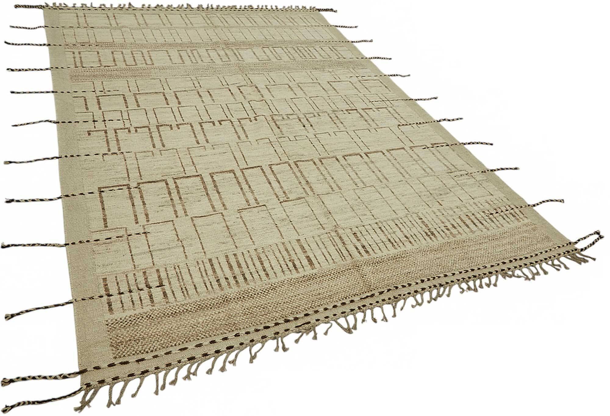 Handmade Tribal Decorative 204 cm x 301 cm Beige Wool Carpet