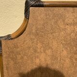 Large format retro decorative vintage wicker and rattan wood mirror