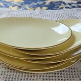 Set of 6 flat yellow plates porcelain from Salins model Tivoli