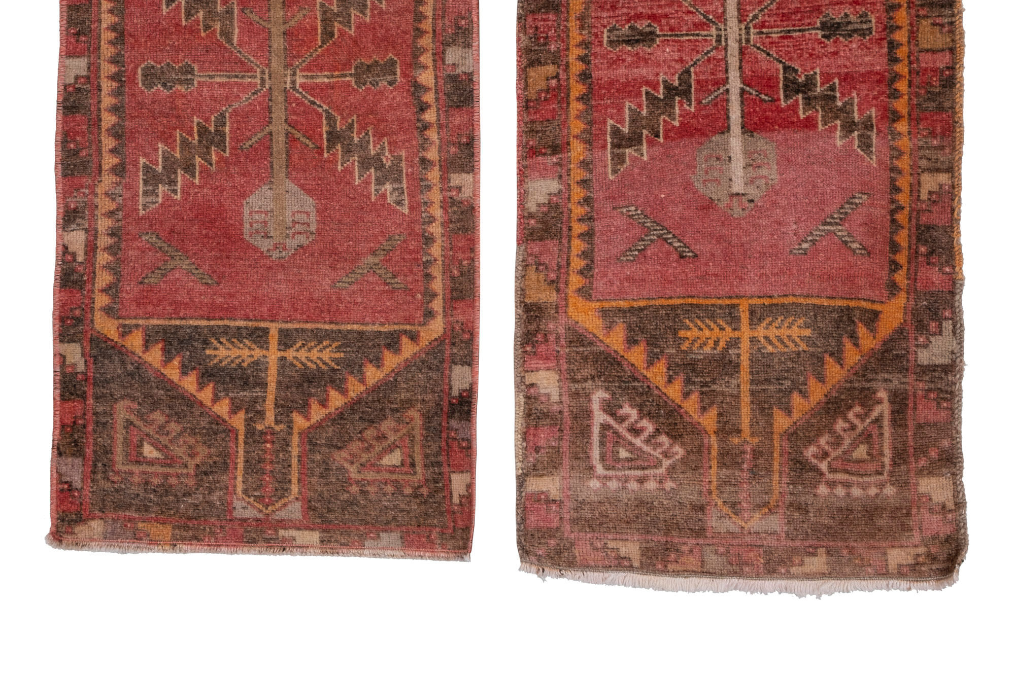 Set of 2 piece hand knotted oriental turkish area rugs 48 x 108 - 50 x 110 cm