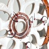 Handcrafted terracotta wall lamp enamelled bordeaux center