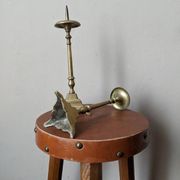 Pair of brass candlesticks, country bohemian Scandinavian style