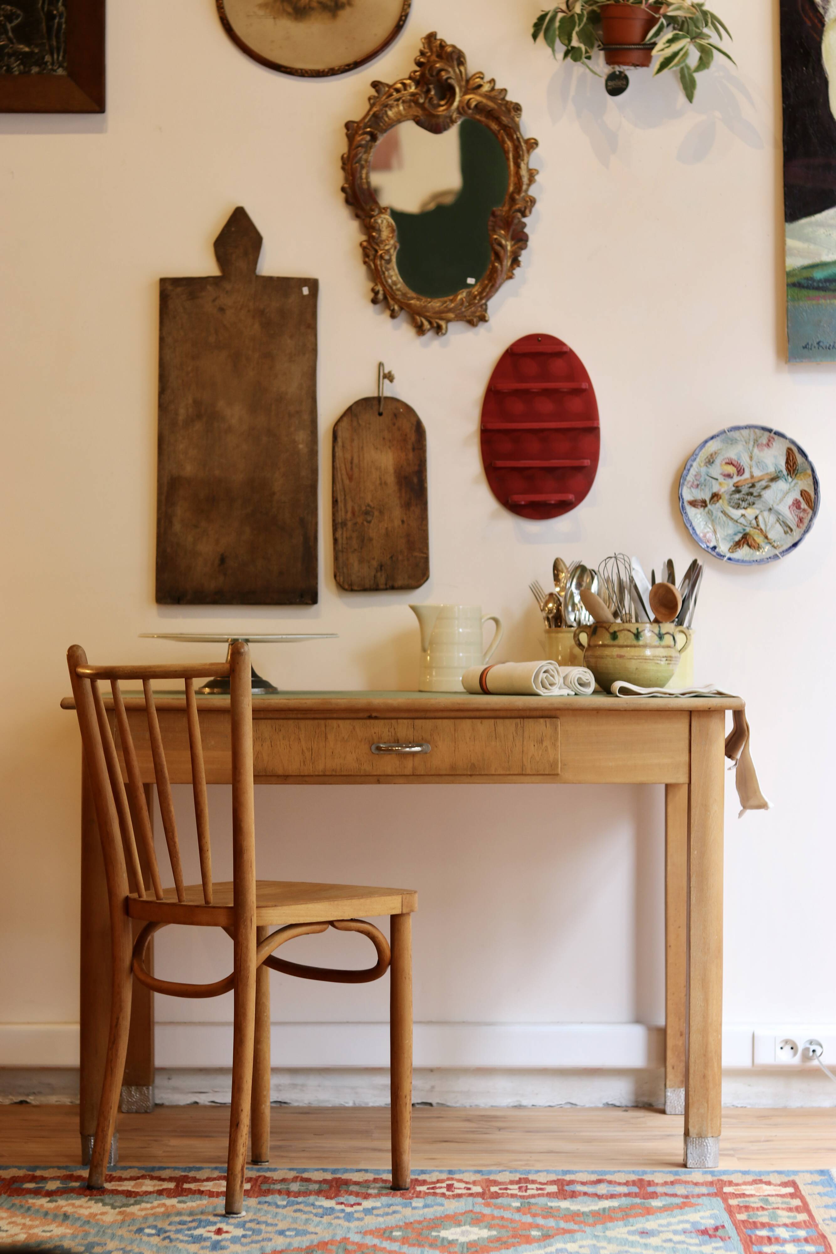 Light wood kitchen or office table, 1930s-40s