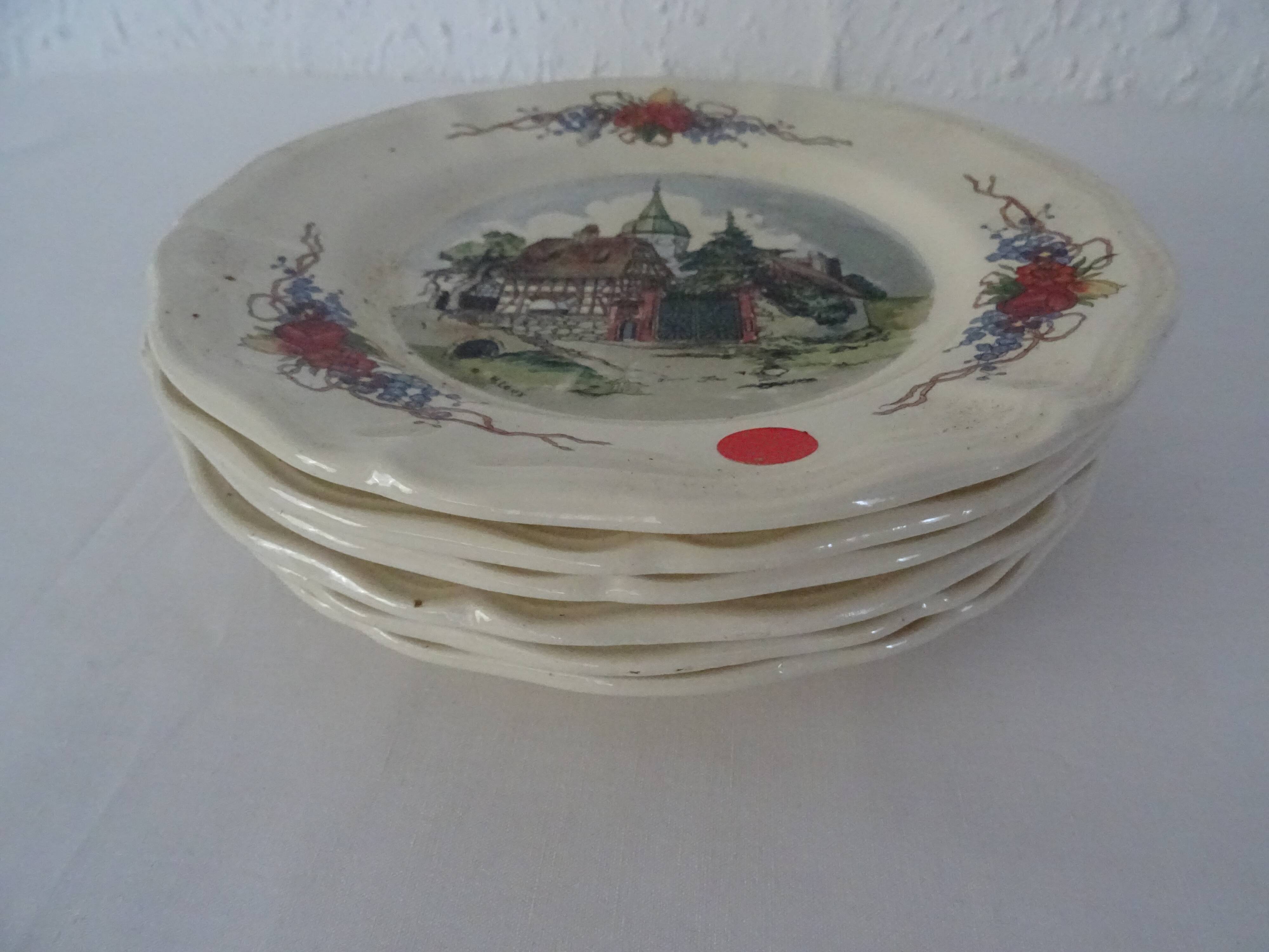 6 dessert plates LOUX Obernai 557112 sarreguemines