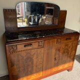 Vintage marble sideboard with mirror from the 1930s