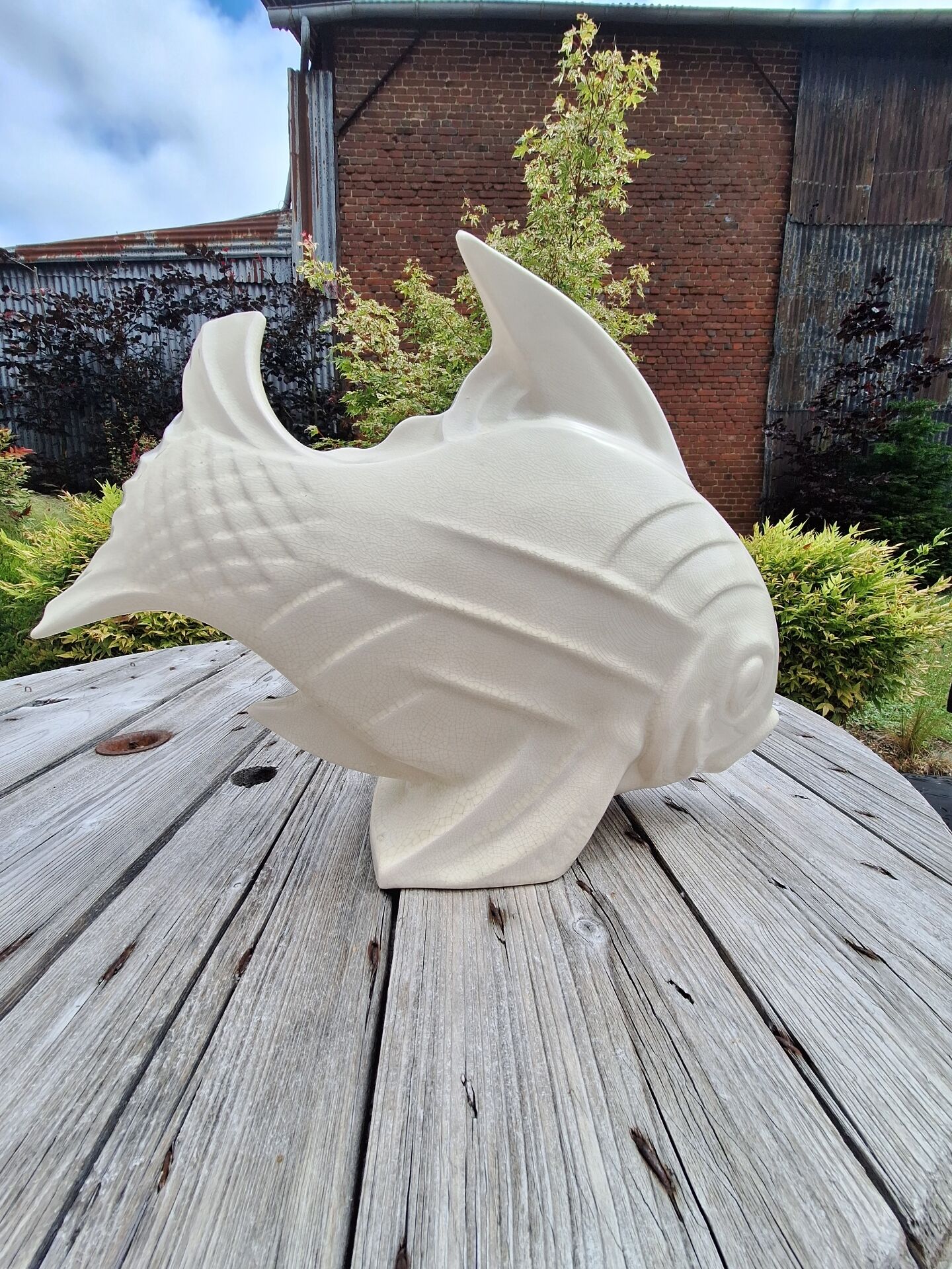 Poisson en céramique Art déco signé Lejan