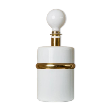 Lampe de table en céramique blanche avec accent doré - Fabriquée en Italie, années 1980, style Hollywood Regency vintage