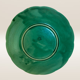 Set of 6 green earthenware dessert plates, vine leaf pattern.