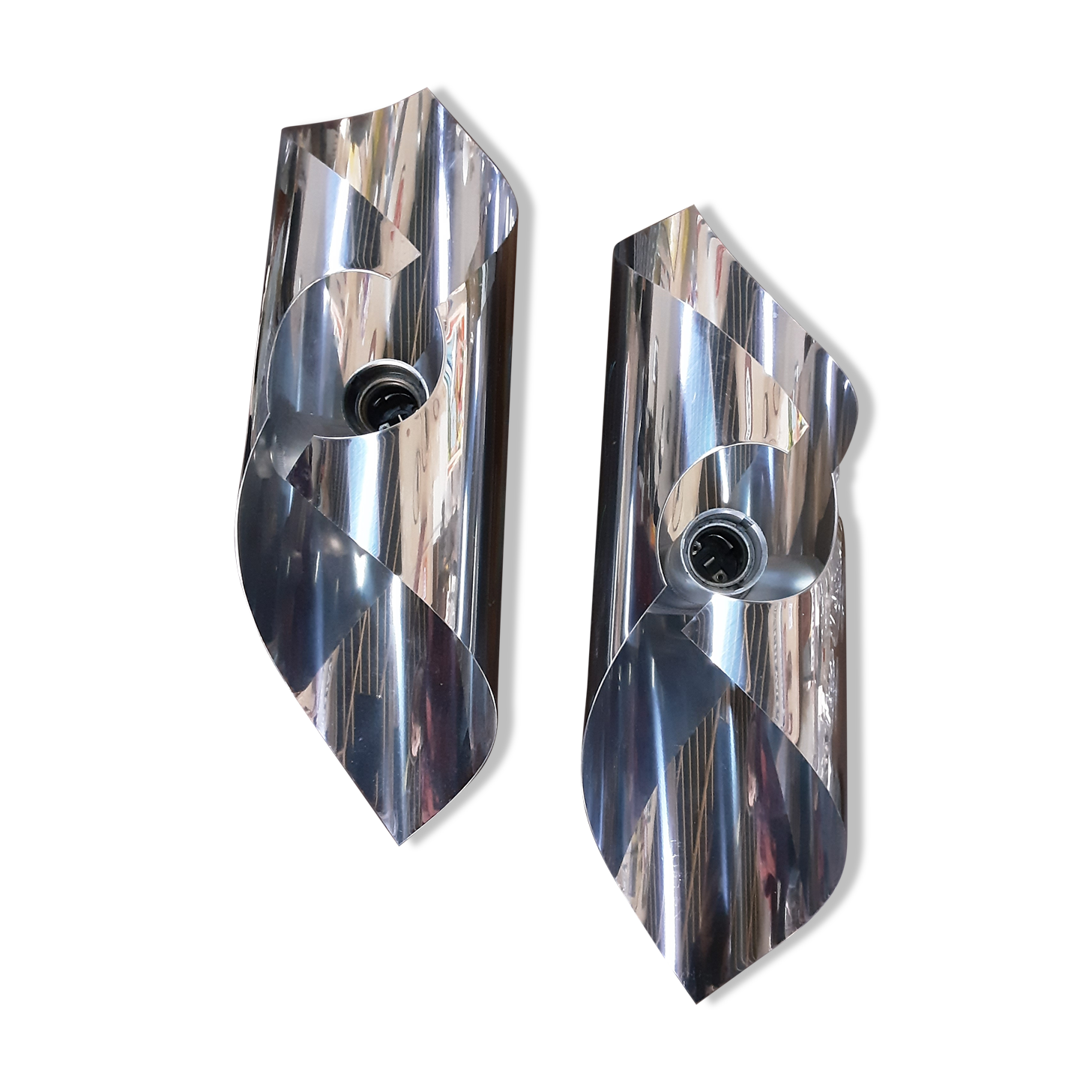Pair of wall lamps 70s chrome