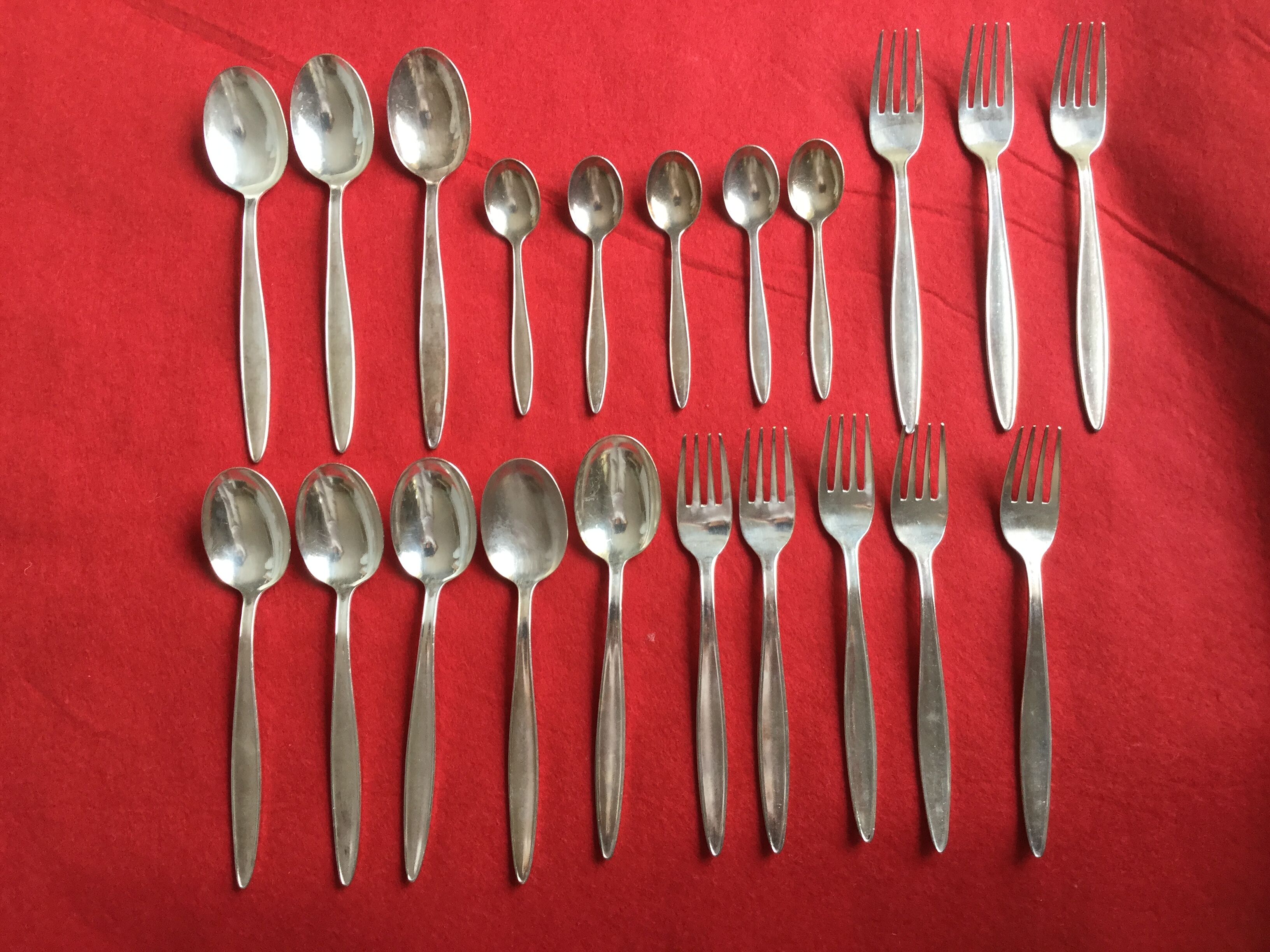 silver metal cutlery 21 pieces