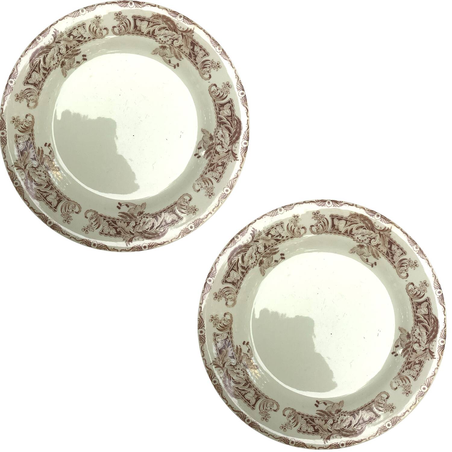 Pair of antique soup plates – Creil and Montereau, “Cevla” decor