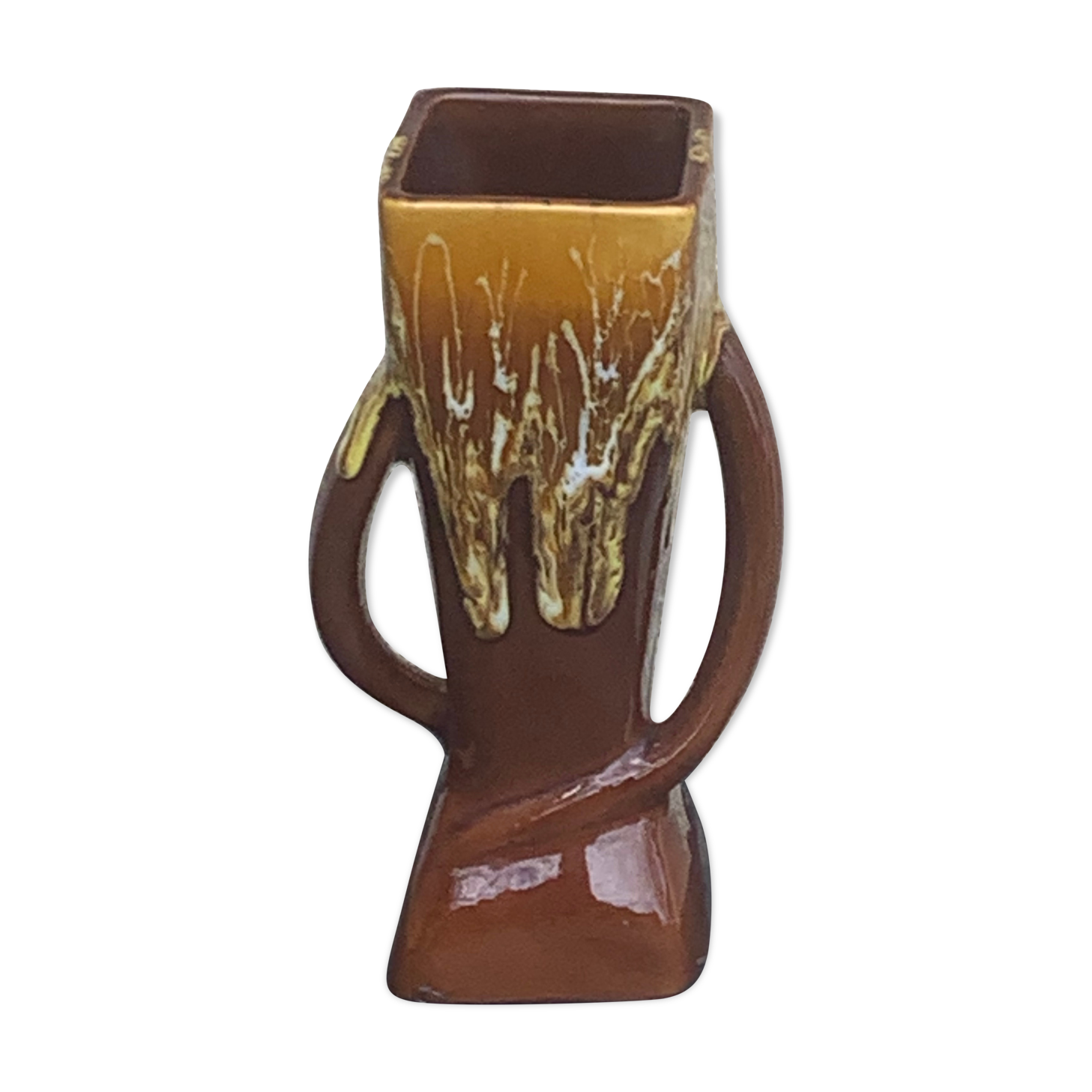 1970 ochre enamelled ceramic vase and vintage 1970