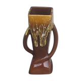 Vase en céramique émaillée flammée ocre design et vintage 1970