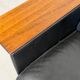 Vintage Black Leather Loveseat with Cantilevered Walnut Tray Arms