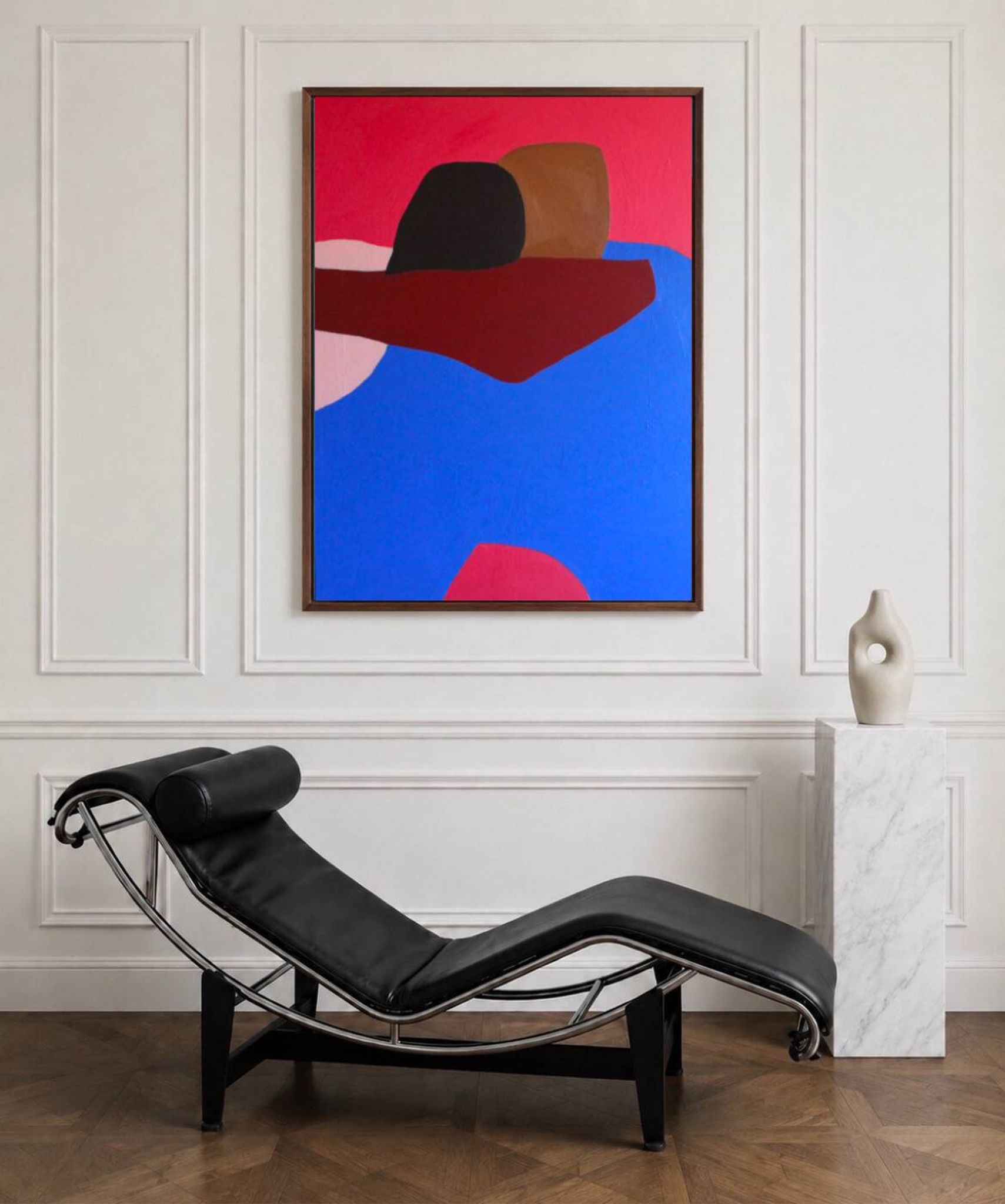 Minimalist canvas couple embraced "a hug" signed Bodasca